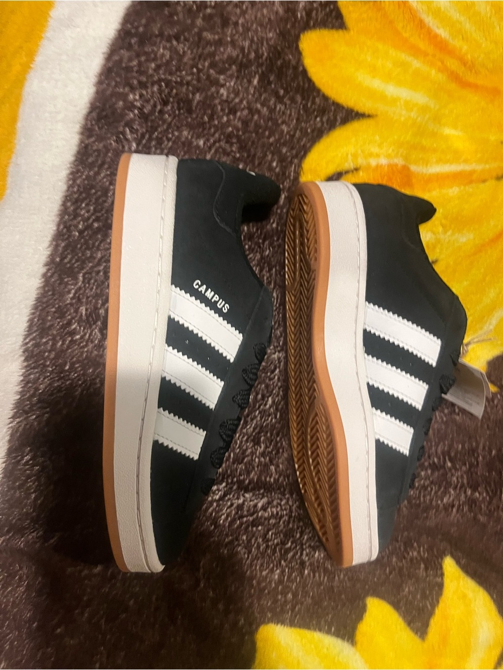 adidas Kids Campus Black with White Stripes Sneakers